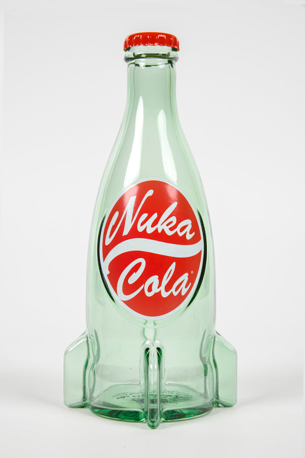 Fallout Nuka Cola Glass Bottle + 10 Bottle Caps Rocket Replica Figure