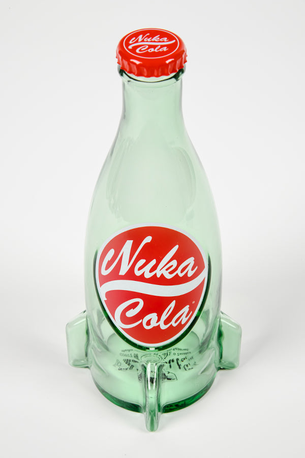 Fallout Nuka Cola Glass Bottle + 10 Bottle Caps Rocket Replica Figure