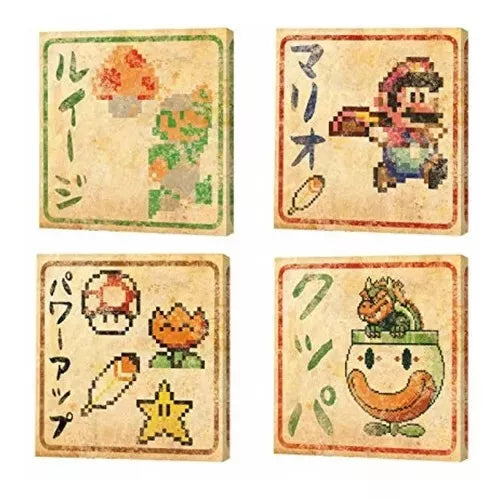 Nintendo Pyramid America Super Mario Canvas Art Work 6x6 Set of 4